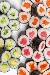 tasty sushi on the white background