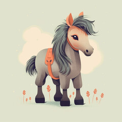 Obraz na płótnie Canvas illustration of a horse with a saddle on the grass
