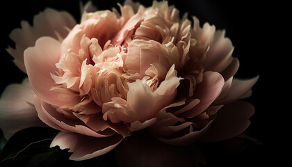 The vibrant colors of the peony blossom in nature elegance generated by AI