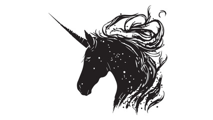 Unicorn Silhouette, Design for Fashion Poster, Sticker, Bag, Cover Design, Mug