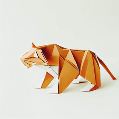 Folded Origami Fierce Tiger Paper Art