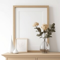Empty horizontal frame mockup in a modern minimalistic setup