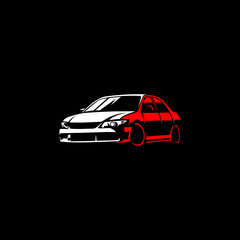 Fototapeta na wymiar vector japanese car on black background. use for car logo