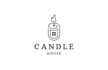 Candle with house logo design template flat vector 