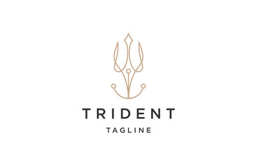 Trident line logo icon design template flat vector