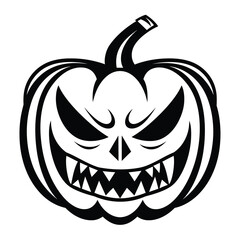 Halloween pumpkins vector illustration. Vintage, retro-style Halloween character outline isolated on white.