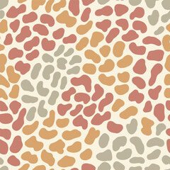 Contemporary polka dot shapes seamless pattern in vector. Trendy hand drawn textures.