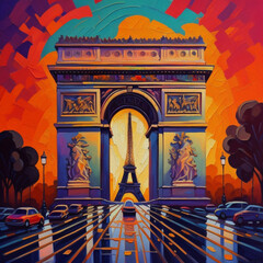 Oil Painting - Arc de Triomphe, Paris