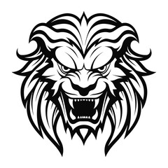 Angry Lion Head Roaring lion Logo emblem Angry lion Logo vector illustration. Wild Lion Head Logo Design Sports Mascot.