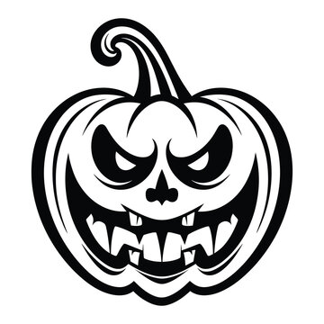 Halloween pumpkins vector illustration. Vintage, retro-style Halloween character outline isolated on white.