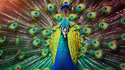 Obraz premium peacock with feathers out