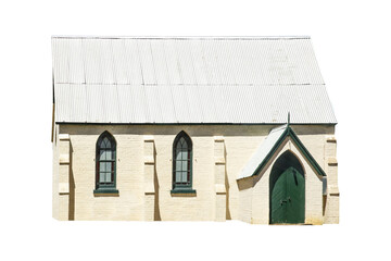 Cutout of an isolated small community village church exterior with the transparent png 