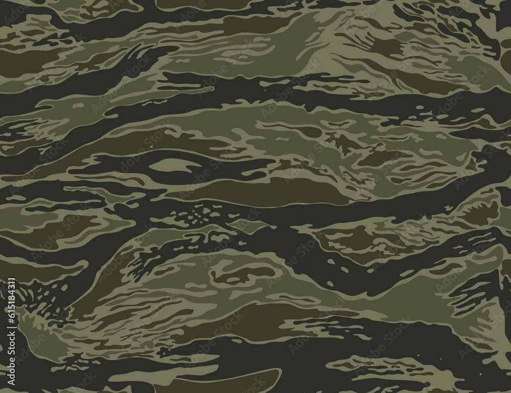 Wall mural Seamless army camouflage khaki pattern vector military uniform texture, disguise.