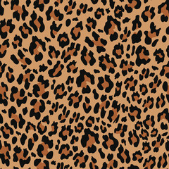 Fototapeta na wymiar Leopard print vector seamless, fashion design for textile, cat animal background
