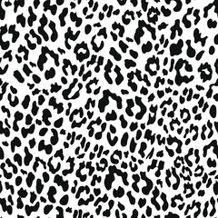 
Leopard print seamless pattern black and white background, cat spots on print clothes, paper, fabric.