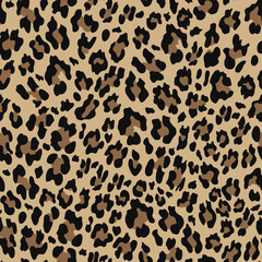 Fototapeta na wymiar Animal print leopard seamless pattern for design of clothes, paper, fabric. Fashion background, cat skin.
