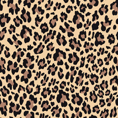 Fototapeta na wymiar Leopard print seamless animal pattern wild cat skin, spots on yellow background