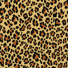 Fototapeta na wymiar Yellow leopard pattern seamless vector animal print, modern background for design