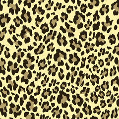 Fototapeta na wymiar Seamless print leopard vector pattern yellow wild cat background