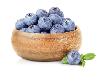 blueberries in a plate on a white isolated background