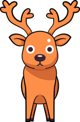 Cute reindeer cartoon minimal with outline