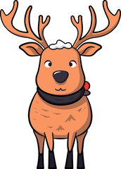 Fototapeta premium Cute reindeer cartoon minimal with outline