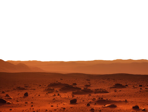 Mars Terrain Expanse - Abstract Landscape Art - Transparent background- made with Generative AI