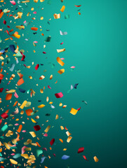 A group of colorful confetti on a green background Generative Ai