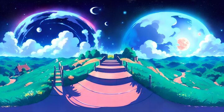 Anime Style HDR Sky Map 360 degree - generative ai, &uuml;retken, yapay zeka