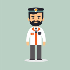 Vector The Pilot Officer with Uniform. Male Pilot cartoon character.