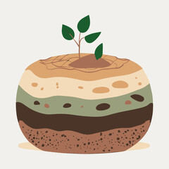 Illustration of an Isometric Landscape with Trees and Mountains in the Background