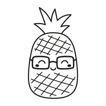 vector illustration of pineapple character in contouring