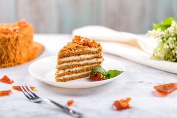 Honey cake. Homemade baking concept