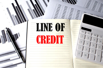 LINE OF CREDIT text written on a notebook on chart and diagram