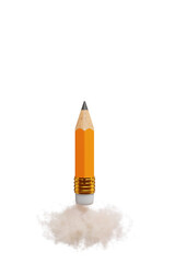 Back to school. Pencil launch with smoke like a rocket. 3d rendering