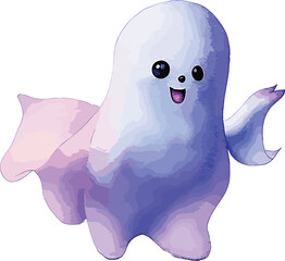 Watercolor Cute Ghost Halloween Clipart