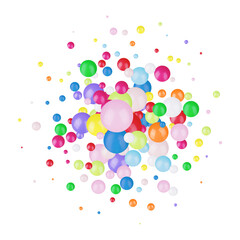 Colorful balls background. Vector background made with gradient meshes. Background design for banner, poster, flyer, card, postcard, cover, brochure. White and blue balls. eps 10
