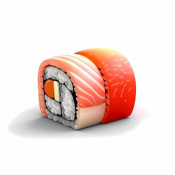 Closeup of 3d maki icon on white background