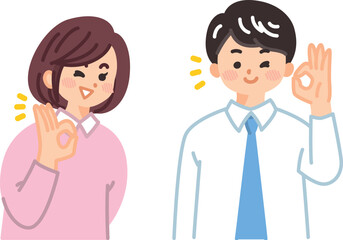 オッケーサインを出す若者