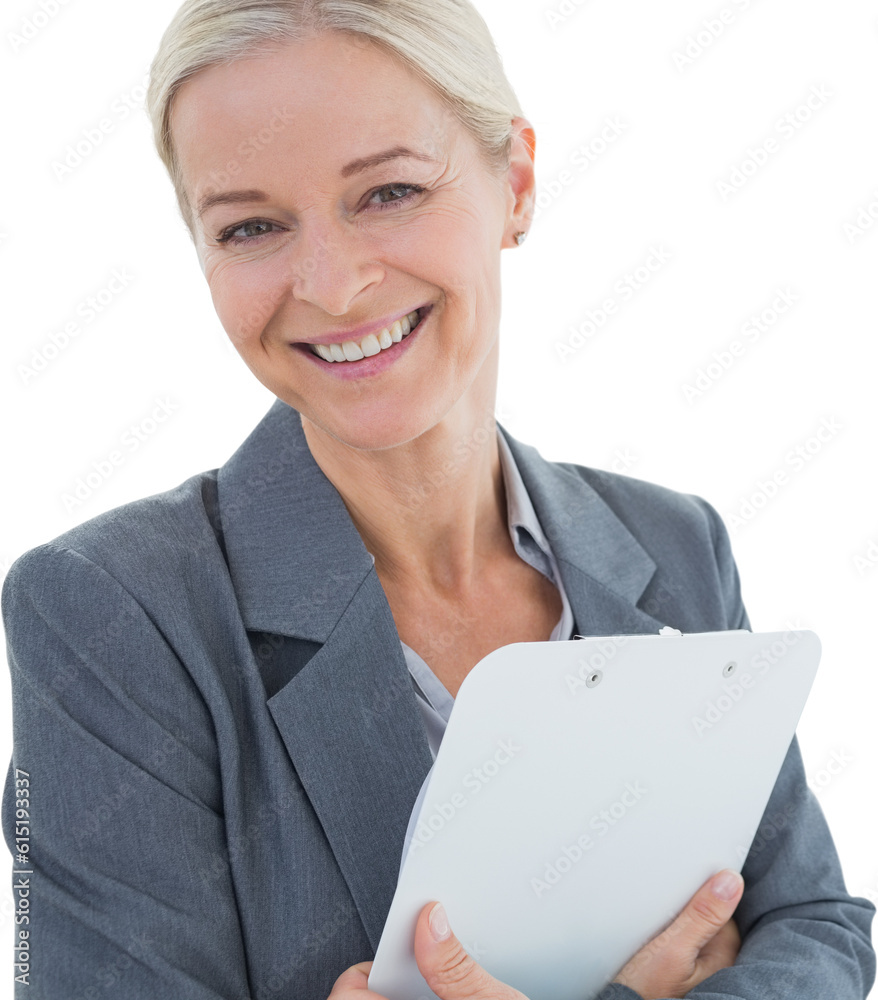 Wall mural Digital png photo of smiling caucasian businesswoman on transparent background