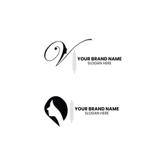 Set of black vector beauty salon or hairdresser icon designs isolated on white background