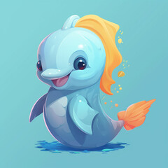 cute dolphin character illustration