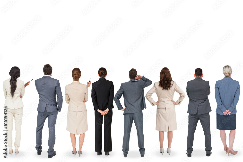 Canvas Prints Digital png photo of rear view of diverse business people looking up on transparent background