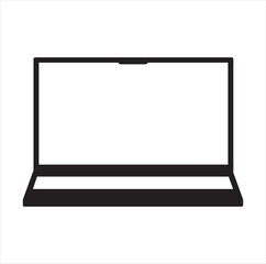 Simple laptop icon line vector, device icon vector , Laptop icon isolated. Notebook screen template on white background.