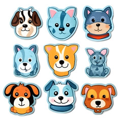 Fototapeta premium set of animal stickers or patches. Generative AI.