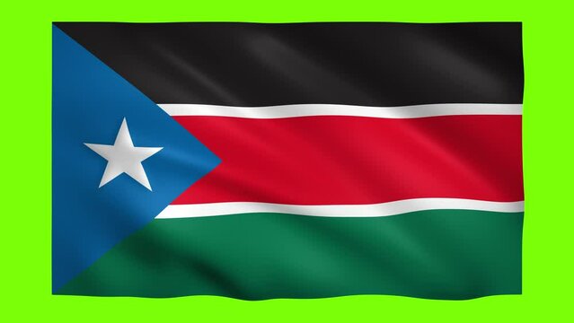 South Sudan flag on green screen for chroma key
