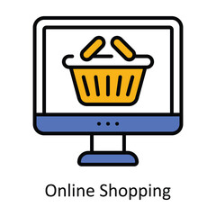 Online Shopping Filled Outline Icon Design illustration. Digital Marketing Symbol on White background EPS 10 File