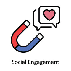 Social Engagement Filled Outline Icon Design illustration. Digital Marketing Symbol on White background EPS 10 File