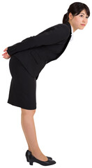 Digital png photo of focused asian businesswoman bending on transparent background