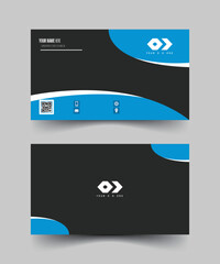 Blue, Black and White color Simple and Unique Professional Business Card, Visiting Card Template